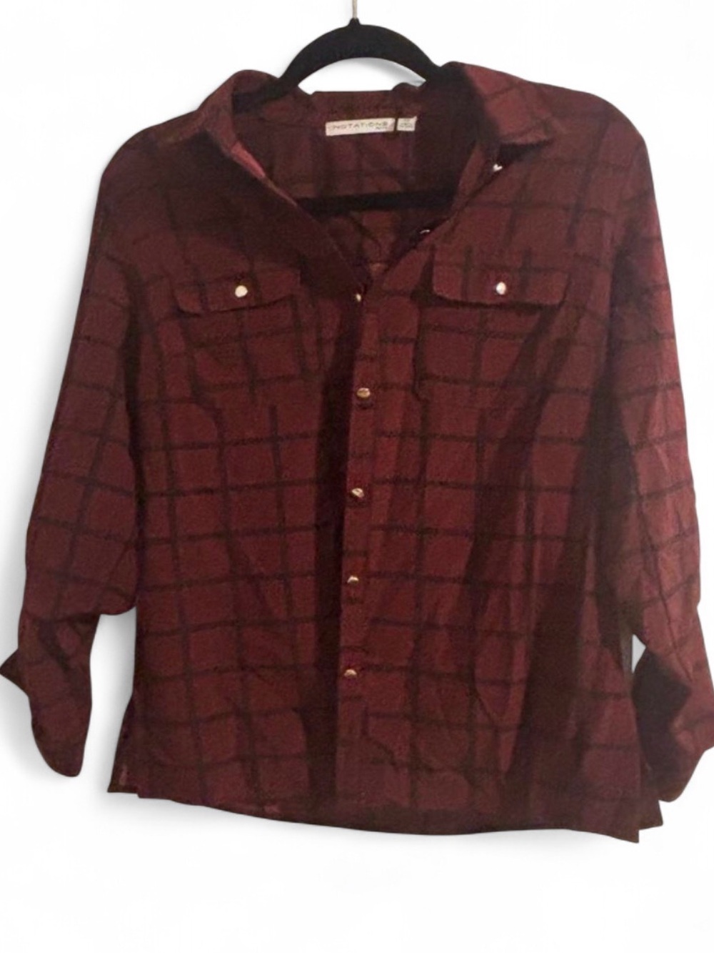 Notations Burgundy Plaid Button-Down Shirt